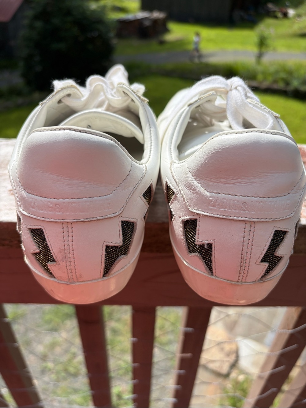 Zadig & Voltaire White Sneakers with Black Lightning Accents - Picture 6 of 7